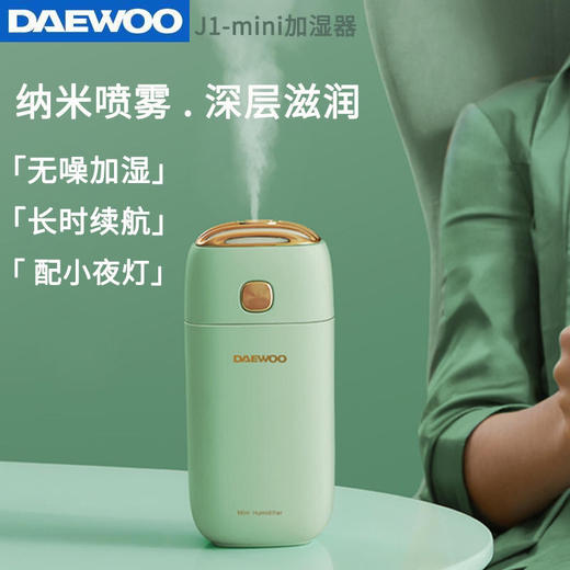【暖光夜灯，纳米喷雾】大宇迷你加湿器家用卧室办公室车载喷雾空气净化器 商品图0