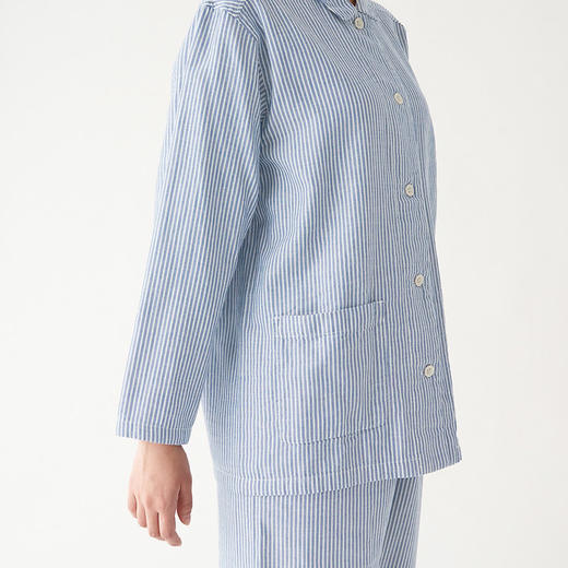 【双层纱竖条家居服】新品双层纱家居服套装全棉家居服睡衣 商品图13