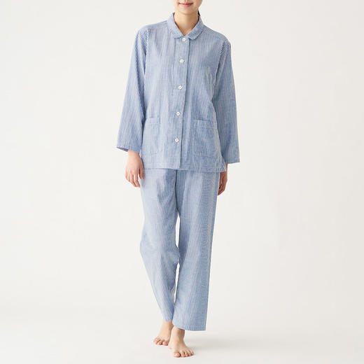 【双层纱竖条家居服】新品双层纱家居服套装全棉家居服睡衣 商品图10