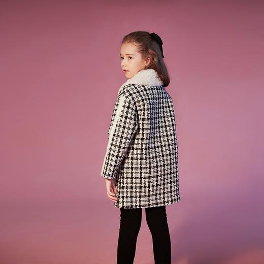 咕噜日记女童撞色毛领加厚格子呢大衣 DGW002 商品图5