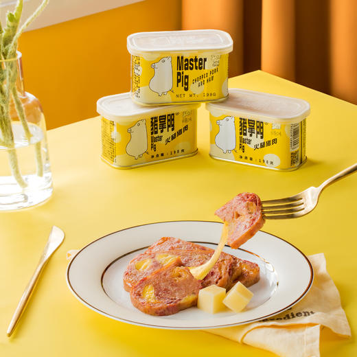 猪掌门火腿午餐肉原味/蒜香/香辣/黑胡椒/奶酪/玉米/西西里风味口味罐头198g*3罐 熟食开罐即食火锅三明治素材 商品图3