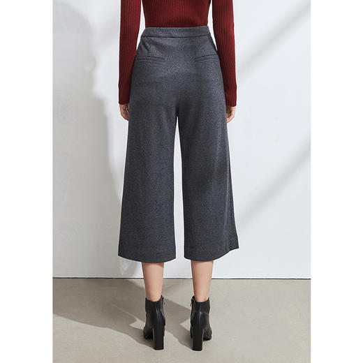 EITIE爱特爱冬季新款宽松气质百搭显瘦直筒阔腿裤毛呢九分裤6005720 商品图4