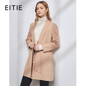 EITIE爱特爱冬季新款气质翻领通勤显瘦中款羊毛呢大衣外套女5814503