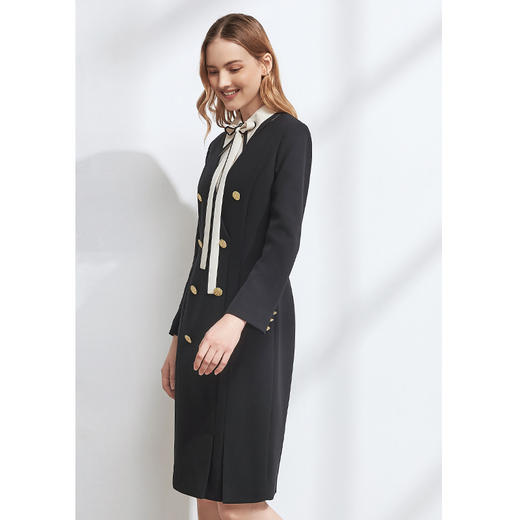 EITIE爱特爱冬季新款职业通勤气质翻领双排扣修身显瘦连衣裙6007734 商品图3