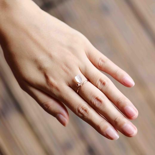 高冰种莲蓬翡翠铃铛戒指18k玫瑰金镶嵌 商品图9