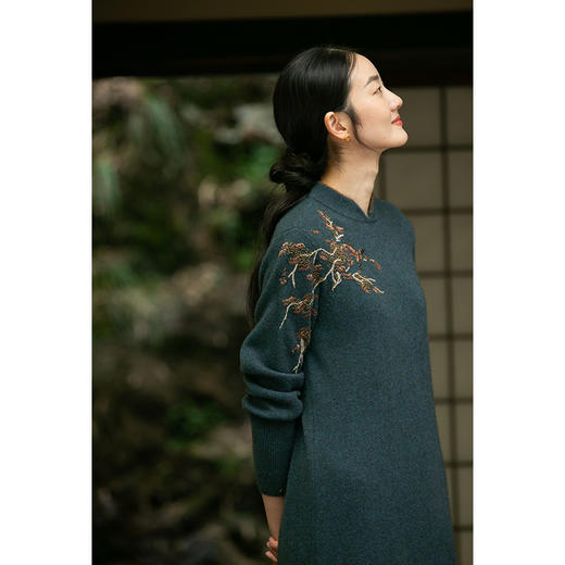 牧衣游原创设计女装复古文艺禅意连衣裙【刺绣毛织连衣裙】信仰 商品图1