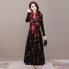 YWE-XH-JKL237新款优雅气质修身立领长袖中长款加绒加厚印花连衣裙TZF 商品缩略图1