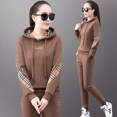 SP- 159203 卫衣女秋冬2020新款时尚韩版洋气冬季加绒加厚连帽休闲运动两件套 商品图3