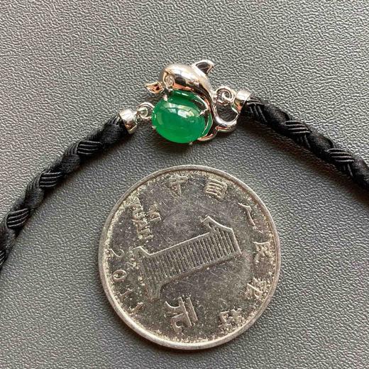 冰种阳绿翡翠蛋面海豚手链18k白金镶嵌 商品图4