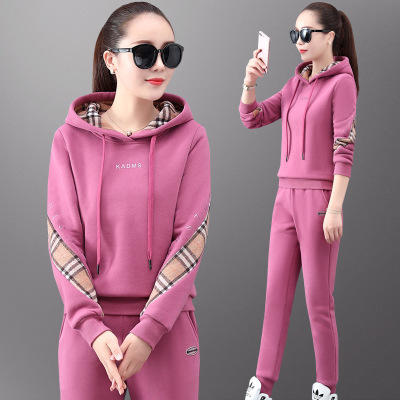 SP- 159203 卫衣女秋冬2020新款时尚韩版洋气冬季加绒加厚连帽休闲运动两件套 商品图2