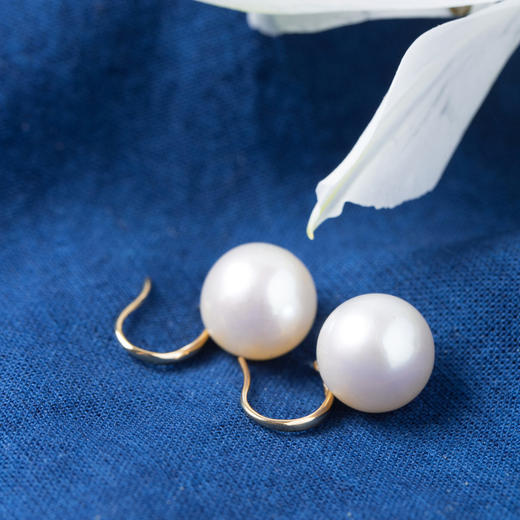 【林栖设计小店】【现货】（珠径11mm）淡水珍珠原创设计小众女士复古气质百搭配饰珍珠耳环18K金饰品2904219 商品图2