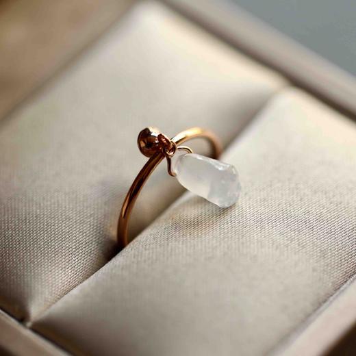 高冰种莲蓬翡翠铃铛戒指18k玫瑰金镶嵌 商品图1