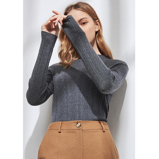 EITIE爱特爱秋季新款时尚百搭显瘦修身保暖羊毛针织衫上衣女6001729 商品图1