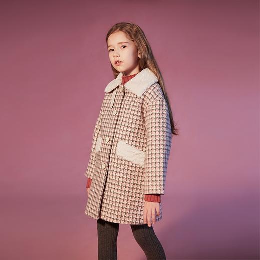 咕噜日记女童撞色毛领加厚格子呢大衣 DGW002 商品图4