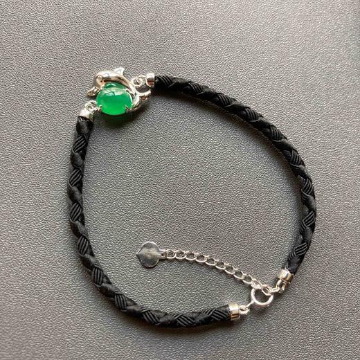 冰种阳绿翡翠蛋面海豚手链18k白金镶嵌 商品图2