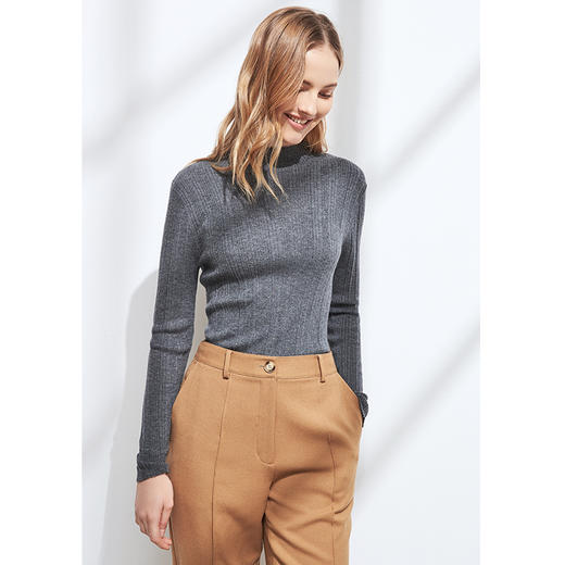 EITIE爱特爱秋季新款时尚百搭显瘦修身保暖羊毛针织衫上衣女6001729 商品图2