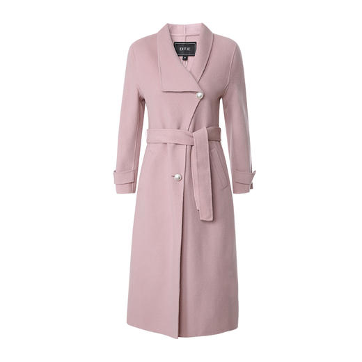 EITIE爱特爱冬季新款不对称气质翻领单排扣收腰羊毛呢大衣女6014701 商品图4