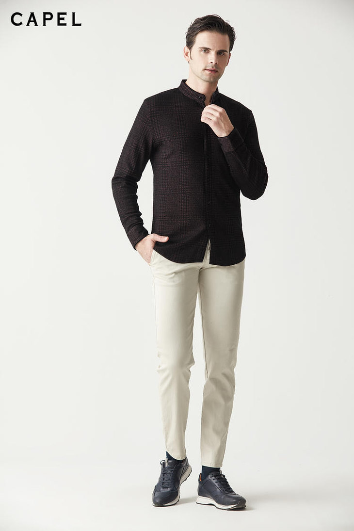 capel卡博尔男装时尚开衫长袖t恤衫t85702a