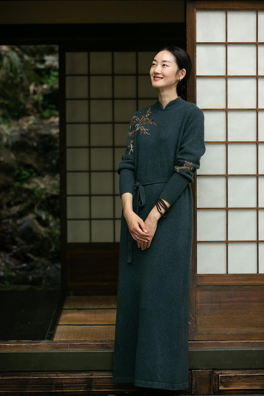 牧衣游原创设计女装复古文艺禅意连衣裙【刺绣毛织连衣裙】信仰 商品图5