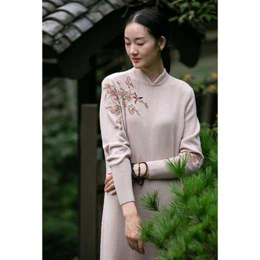 牧衣游原创设计女装复古文艺禅意连衣裙【刺绣毛织连衣裙】信仰 商品图3
