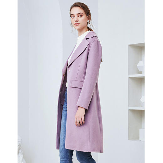 EITIE爱特爱冬季新款气质修身翻领显瘦羊毛呢大衣外套女中长6014709 商品图2