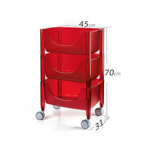 彩色整理筐套装 红色（三个筐+一套四轮+4个小盖）