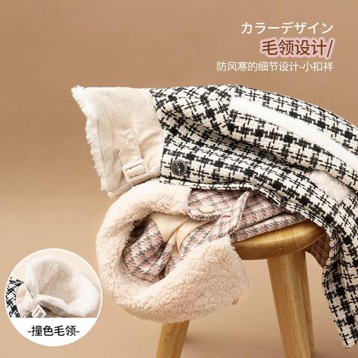咕噜日记女童撞色毛领加厚格子呢大衣 DGW002 商品图6