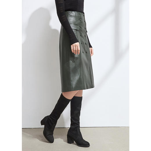 EITIE爱特爱女装冬季新款气质包臀显瘦A版时尚百搭半身裙皮裙6493112 商品图3