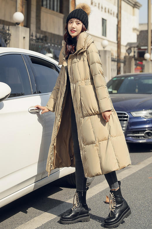 wznh-qslg8618棉服女冬2020新款羽绒棉衣长款冬季系带修身显瘦棉袄