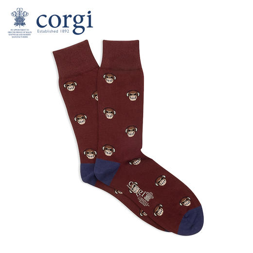 CORGI柯基英国进口男女同款袜子嘻哈猴图案印花精梳棉春秋季薄款中筒袜 商品图1