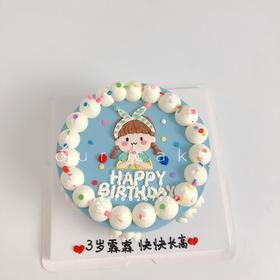 喝奶茶的女孩手绘蛋糕（多款式）-低糖处理无添加