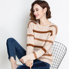 上海旗袍厂YP-615-55831秋冬新款套头长袖羊绒衫条纹宽松毛衣圆领时尚女短款打底毛衣 商品缩略图0