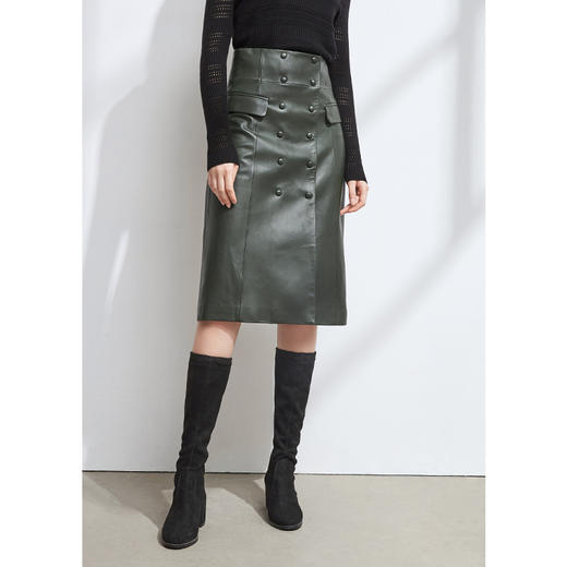 EITIE爱特爱女装冬季新款气质包臀显瘦A版时尚百搭半身裙皮裙6493112 商品图5