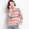 上海旗袍厂YP-615-55831秋冬新款套头长袖羊绒衫条纹宽松毛衣圆领时尚女短款打底毛衣 商品缩略图1