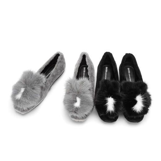 西村名物秋冬新款可爱时尚豆豆鞋毛毛鞋貂毛皮X283M33691 商品图0