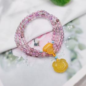 彩发晶蜜蜡手串