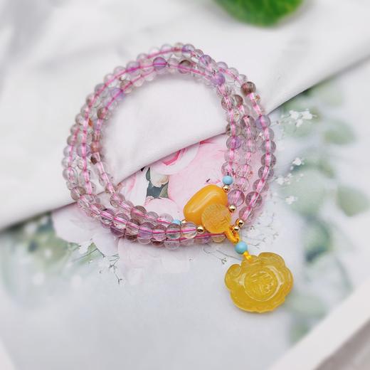 彩发晶蜜蜡手串 商品图0