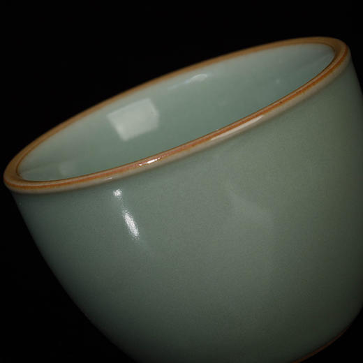 官窑秘色釉小缸杯