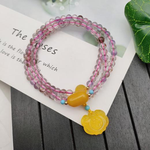 彩发晶蜜蜡手串 商品图2