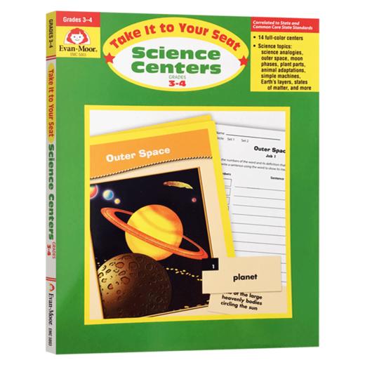 核心技能训练系列 科学 三至四年级 英文原版 Science Centers Grades 3-4 美国加州小学英语教辅 Evan Moor 英文版进口书籍 商品图0