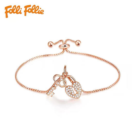 芙丽芙丽/Folli Follie 简约甜美手链心形锁钥造型潮流轻奢闺蜜手镯 商品图0
