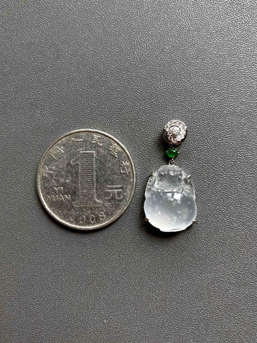 高冰到玻璃种雪花棉厚庄翡翠金蟾18k白金钻石镶嵌 商品图3