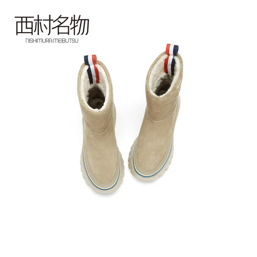 西村名物2020冬季新款净版气质羊皮绒面革长靴厚底加绒女靴X20DS42191 商品图3