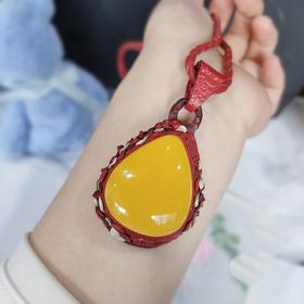 皮绳蜜蜡套装(戒指+项链)