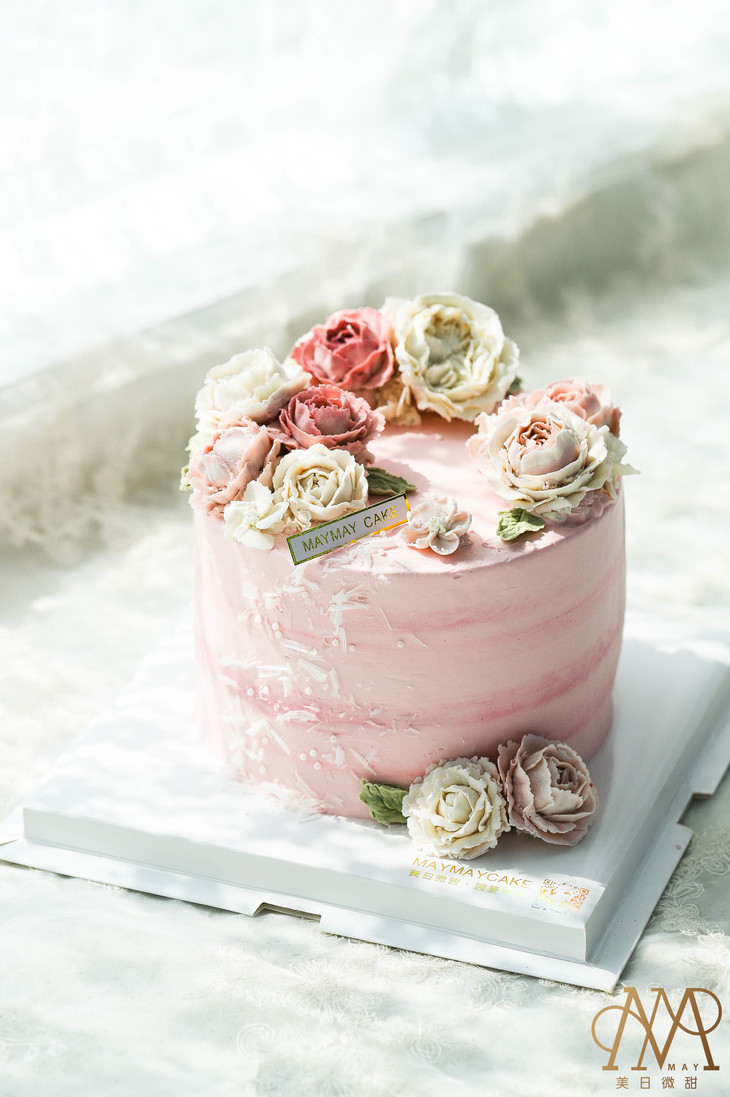 手作艺术韩花·粉色系蛋糕(提前一天预定) - maymaycake美日微甜