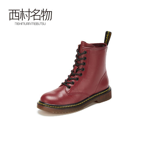 西村名物2020冬季新款净版潮流高街马丁靴牛皮金线系带女靴X20DS44938 商品图1