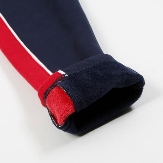 METTE童装加绒休闲裤秋冬新款中大童中性拼接撞色保暖松紧腰长裤 商品图8