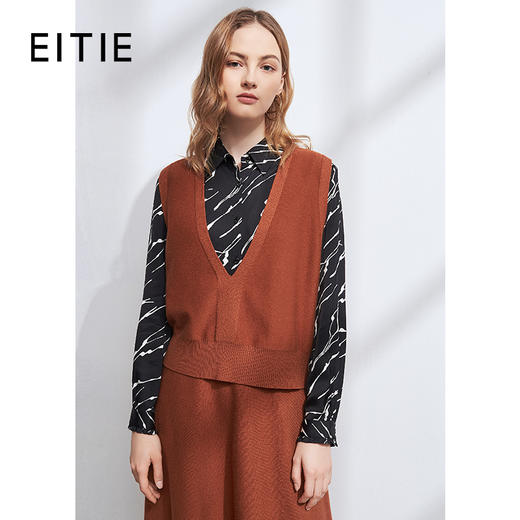 EITIE爱特爱冬季新款超百搭休闲宽松显瘦V领针织小背心女套头6401109针织马甲 商品图0