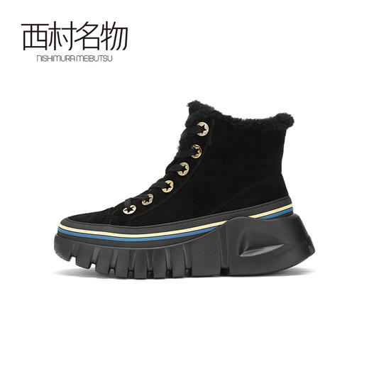 西村名物2020冬季新款羊羔毛加绒棉鞋轻便松糕底高帮短靴X20DS42171 商品图2