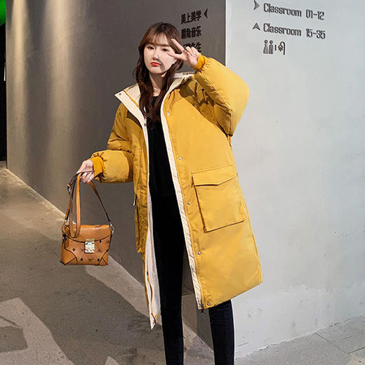 LNYF-6686冬季中长款羽绒棉服女学院风加厚宽松棉服外套 商品图3